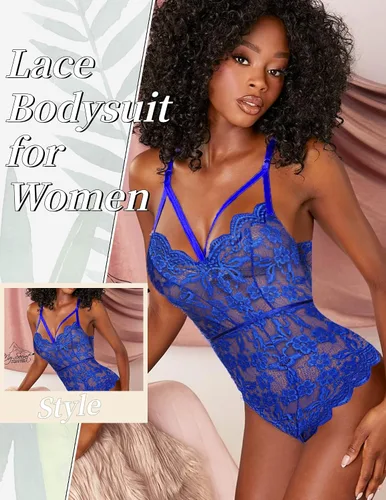 Vista 3 de Avidlove - Lencería de encaje de una pieza para mujer, minibabydoll, minileotardo