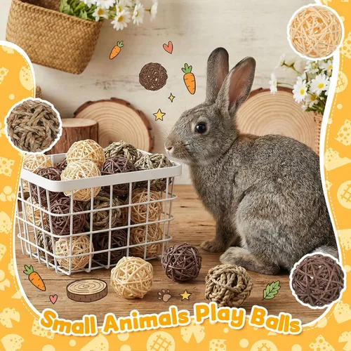 Vista 6 de Paquete de 30 juguetes de conejillos de indias, bolas masticables de animales pequeños, bolas de juego para animales pequeños, juguetes masticables