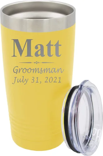 Vista 20 de Vaso de padrinos de boda grabado personalizado, taza de acero inoxidable aislada personalizada para padrino de boda, despedida de soltero, boda