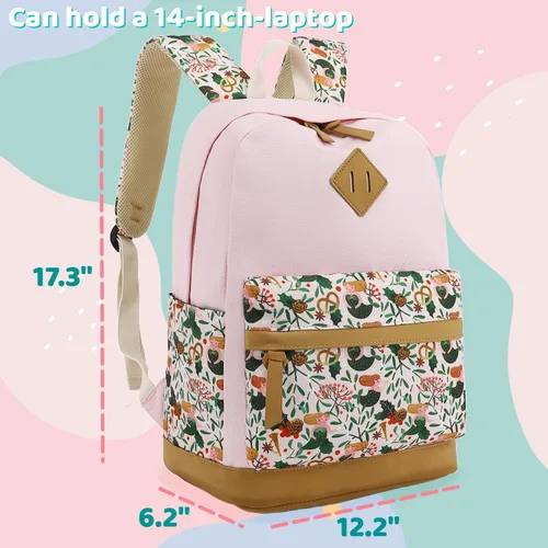 Vista 3 de Leaper Mochila escolar linda para niñas: bolsas de lona Kawaii para niñas de 10 a 12 años - Mochilas de viaje para laptop para adolescentes