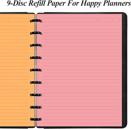Vista 3 de Insertos preperforados de 5 líneas de color para Happy Planners con 9 discos, papel suelto de tamaño clásico con 100 hojas/200 páginas, 20 hojas por
