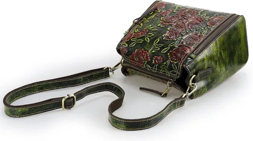 Vista 5 de LETEULO Bolso cruzado para mujer, bolso de mano de cuero con asa superior, estilo vintage