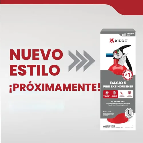 Vista 2 de Kidde - Extintor básico para el hogar, oficina, residencial, de un solo uso, 5BC Extintor residencial para líquidos/gases inflamables muy pequeños