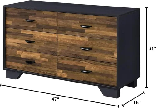 Vista 2 de Acme Cómoda de madera Eos con 6 cajones en nogal y negro