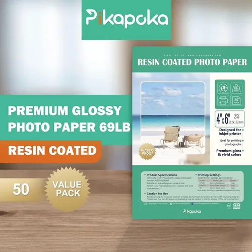 Vista 2 de Papel fotográfico RC brillante ultra premium, papel fotográfico profesional y pesado recubierto de resina metálica, impresora de inyección de tinta