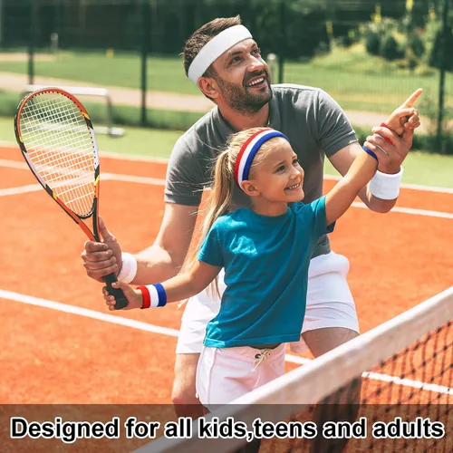 Vista 4 de Diademamuñequeras para mujeres, hombres, niñas, niños, para el gimnasio, entrenamiento y yoga, súper cómodas bandas de sudor para deportes