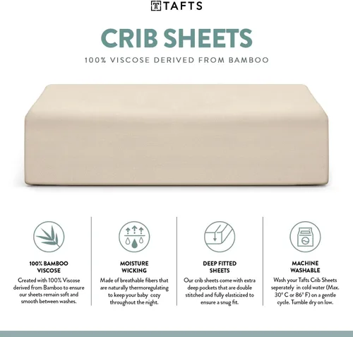 Vista 3 de TAFTS Sábanas de Bambú para Niños y Niñas - Sábanas de Bambú 100% Pura Viscosa Orgánica - Sábanas de Bambú 400TC - 1 pieza - 8" Deep Pocket - Tacto
