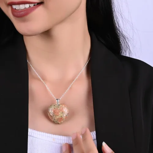 Vista 29 de Gempires Love - Collar con colgante de cristal de corazón para mujer, chapado en plata, cadena ajustable de 18 + 2 pulgadas