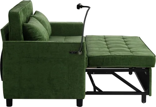 Vista 8 de Harper & Bright Designs Sofá cama convertible moderno de 56.9 pulgadas, sofá biplaza con bolsillos laterales, dos puertos USB, soporte para teléfono