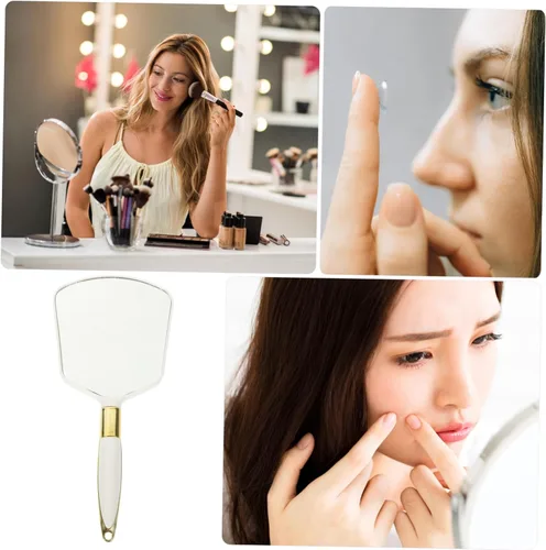 Vista 4 de Espejo de maquillaje de alta definición con mango de espejo a granel para niñas y mujeres