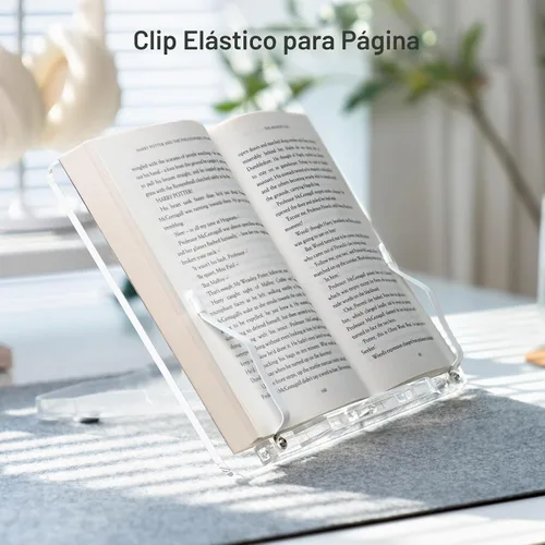 Vista 4 de Soporte de libro de acrílico para lectura, soporte de libro portátil para escritorio, soporte de libro de texto con ángulo ajustable