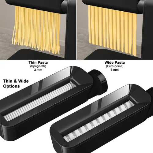 Vista 3 de Máquina eléctrica para hacer pasta, máquina para hacer pasta 3 en 1, incluye rodillo de pasta cortador de espaguetis y cortador de fettuccine