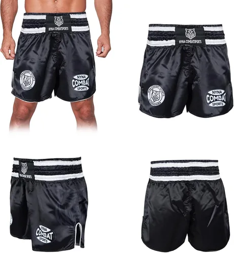 Vista 6 de Nyna Combat Muay Thai Shorts MMA Pantalones cortos para entrenamiento de lucha para artes marciales para hombres y mujeres