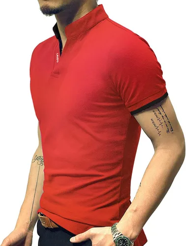 Vista 5 de LOGEEYAR Camisa polo de moda para hombre, de manga larga, ajustada, Henley, ropa de algodón piqué