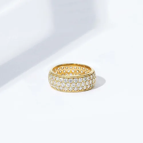 Vista 5 de Tienda Collection Platinum or Gold Plated Sterling Silver 3 Row Pave Ring set with Round Infinite Elements Cubic Zirconia