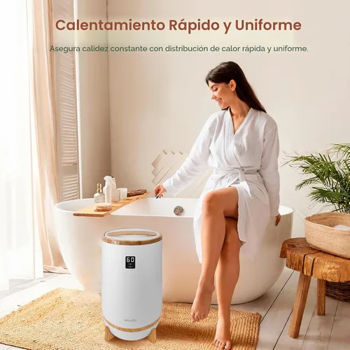 Vista 5 de SereneLife Calentador de toallas y mantas: calentador de toallas portátil de un solo toque para baño, soporte de disco fragante, anillo LED