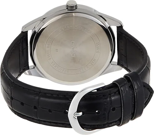 Vista 2 de Casio MTP-V005L-1B Reloj analógico estándar de cuero negro con esfera negra para hombre