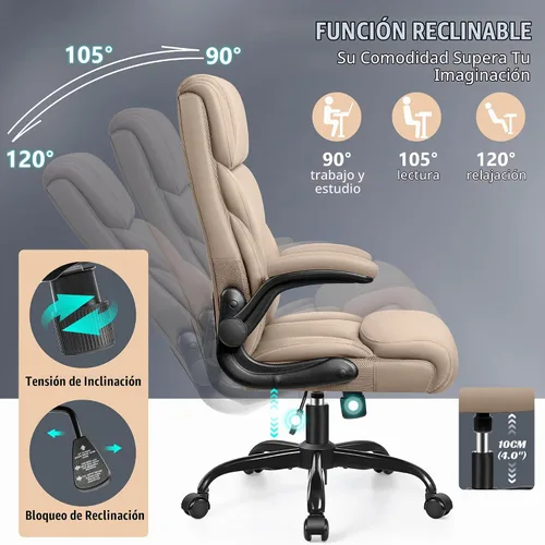 Vista 5 de Silla de oficina HeroSet, sillas de escritorio de computadora ergonómicas grandes y altas, silla ejecutiva de cuero transpirable con respaldo alto