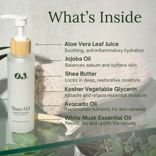 Vista 5 de Organic Jaguar Gel de afeitado natural – Gel de afeitado calmante, no espumante para hombres y mujeres con aloe vera, árbol de té y manzanilla