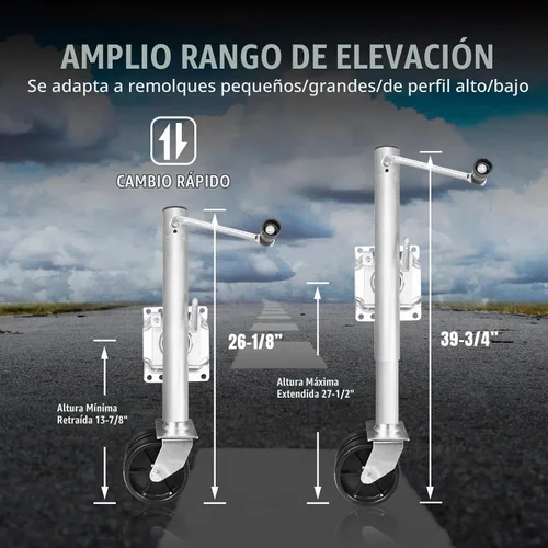 Vista 6 de Torin - Gato de remolque de 1500 libras con rueda, gato giratorio resistente para barco de remolque, elevación de 13 pulgadas, gato de lengüeta