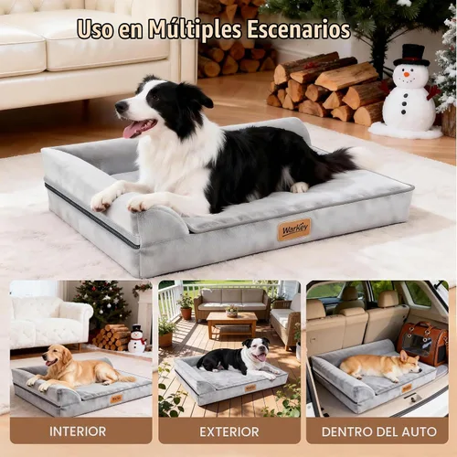 Vista 4 de Cama para perros de tamaño mediano, cama ortopédica para perros medianos, cama impermeable de espuma viscoelástica para mascotas, sofá para perros