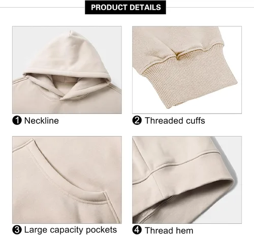 Vista 4 de KEEPSHOWING Sudadera con capucha de forro polar para hombre, cálida para invierno, atlética, casual, con bolsillo tipo canguro