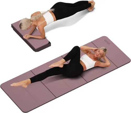 Vista 10 de Tapete de yoga plegable extra grueso de 0.32 pulgadas, material POE ecológico, tapete de fitness de diseño antideslizante, tapetes de entrenamiento