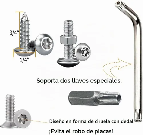 Vista 3 de Tornillos antirrobo para matrícula, pernos antirrobo para marco de matrícula, sujetadores resistentes a manipulaciones, tornillos de matrícula