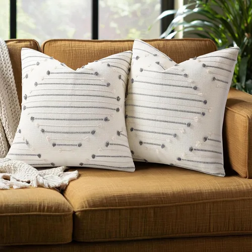 Vista 14 de Mecatny Juego de 2 fundas de almohada bohemias de verano para exteriores, 16 x 16 pulgadas, fundas de almohada decorativas para sofá, sala de estar