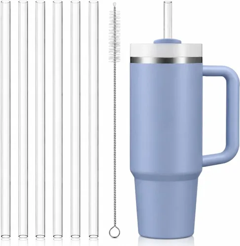 Vista 16 de Pajitas de repuesto compatibles con vaso Stanley Quencher de 20 onzas, popotes reutilizables de 8.5 pulgadas, accesorios para vasos de bebida