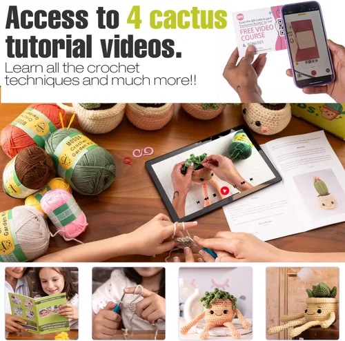 Vista 4 de MODDA Kit de ganchillo para principiantes, kit de inicio de ganchillo para principiantes con tutoriales en video fáciles de seguir, kits
