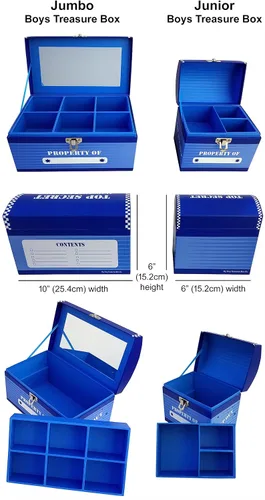 Vista 6 de Caja de cofre del tesoro, tamaño de escritorio azul de superhéroe Tamaño de escritorio