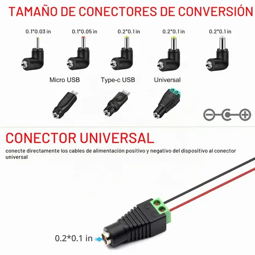 Vista 3 de MEROM Cable de alimentación universal de 5 V CC, cable de carga USB a CC de 5,5x2,1 mm con 8 puntas de conector