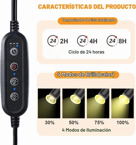 Vista 2 de Lámpara de calor para reptiles, lámpara de calefacción de doble cabeza para reptiles, lámpara de tortuga UVA/B con abrazadera, control separado, luz