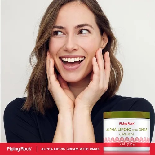Vista 6 de Piping Rock Ácido alfa lipoico 4 onzas con crema DMAE Hidratante y reafirmante para la cara y la piel Sin OMG, sin gluten