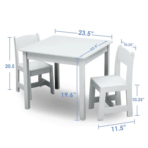 Vista 2 de Delta Children MySize - Juego de mesa y silla de madera para niños (2 sillas incluidas), ideal para artes y manualidades, merienda y más