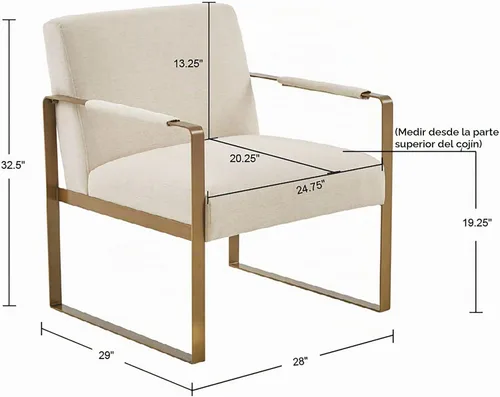 Vista 2 de Martha Stewart Upholsterd - Silla decorativa para sala de estar, diseño moderno, cómodo cojín de espuma para asiento de dormitorio, sala de estar