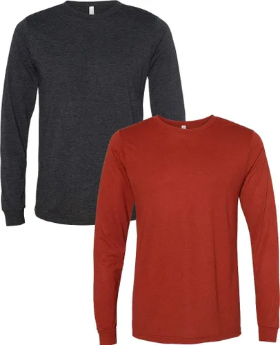 Vista 144 de Canvas Filmore 3501 - Camiseta de 4.2 onzas para hombre manga larga (1) Ceniza + (1) Jaspeado atlético