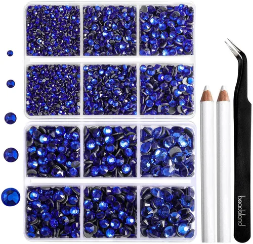 Vista 19 de 6736 piezas de diamantes de imitación termoadhesivos con parte trasera plana, diamantes de imitación morados para manualidades y ropa mezclados en 5