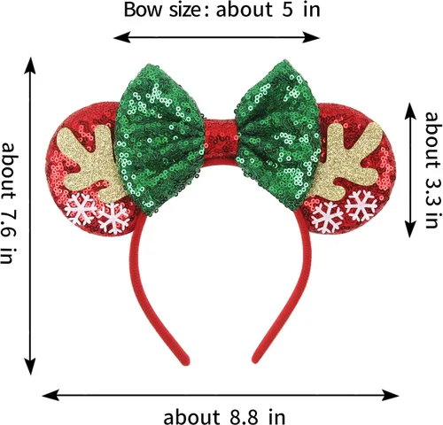 Vista 28 de Diadema de Navidad, orejas de ratón, decoraciones navideñas, sombreros de Navidad