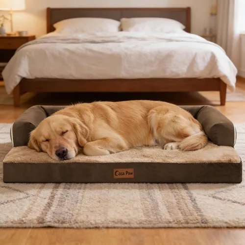 Vista 10 de Cama ortopédica para perros extragrandes, cama de espuma XL con forma de caja de huevos impermeable con lados 45x35 pulgadas, cama de sofá