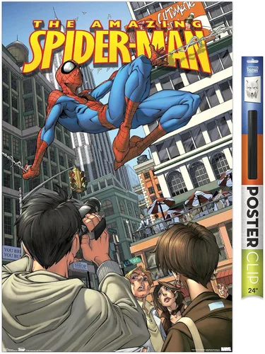 Vista 16 de Trends International Marvel Comics Spider-Man - Póster de pared definitivo, 14.725 x 22.375 pulgadas, versión enmarcada de madera de granero