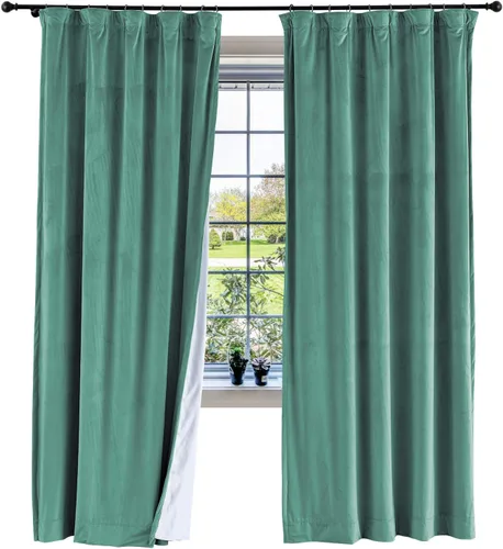 Vista 77 de cololeaf Panel de cortinas opacas de terciopelo con forro para cine en casa, cortina de ganchos planos para barra transversal o pista, 100 pulgadas