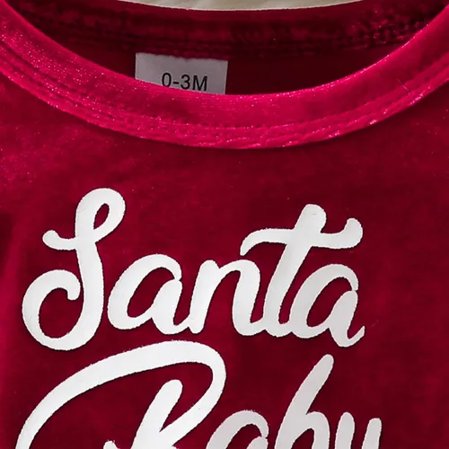 Vista 4 de Ropa de Navidad para bebé niña, vestido de terciopelo de manga larga para bebé, disfraces de Navidad lindos