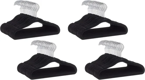Vista 14 de Amazon Basics Perchas de terciopelo antideslizantes para niños que ahorran espacio con muescas para el hombro, construcción resistente para Beige