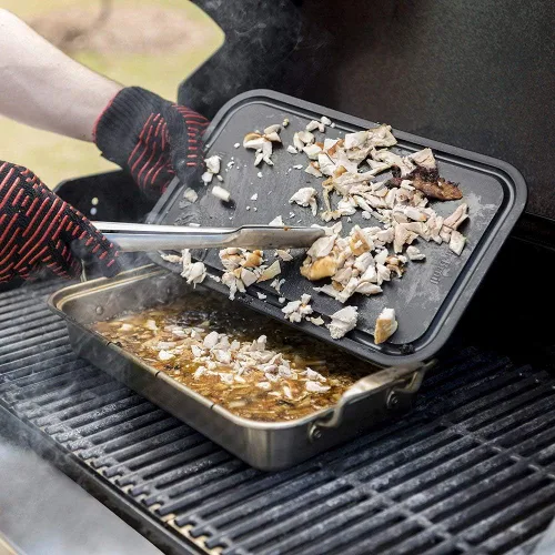 Vista 5 de Char-Broil 3526981P04 Grill Plus - Bandeja para asar y tabla de cortar, acero inoxidable y negro