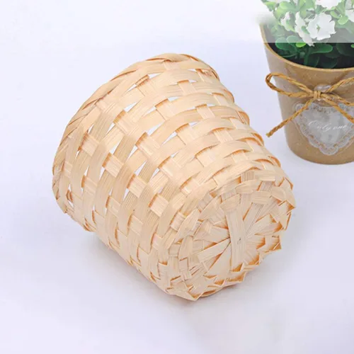 Vista 5 de BESPORTBLE Cesta de mimbre decorativa de bambú con tapa grande para habitación, hogar, oficina, entrada