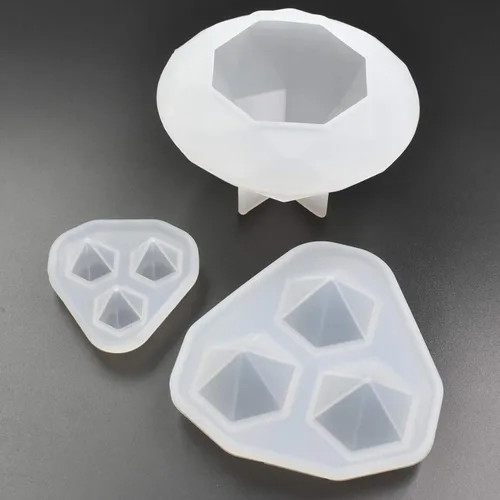 Vista 6 de 3 estilo de diamante en forma de epoxi molde resina DIY diamante fabricación de moldes de silicona kit