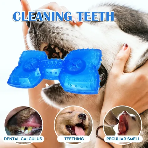 Vista 4 de Juguetes masticables para cachorros para dentición, paquete de 2 juguetes congelables para perros, dentición de cachorros, dispensación interactiva
