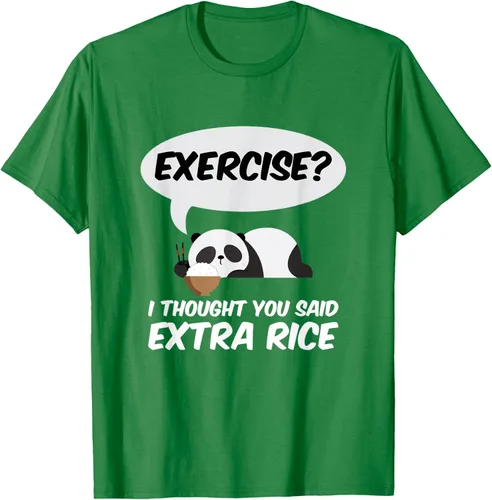 Vista 59 de ¿Ejercicio? I Thought You Said Extra Rice Panda Gift T-Shirt, Negro, S